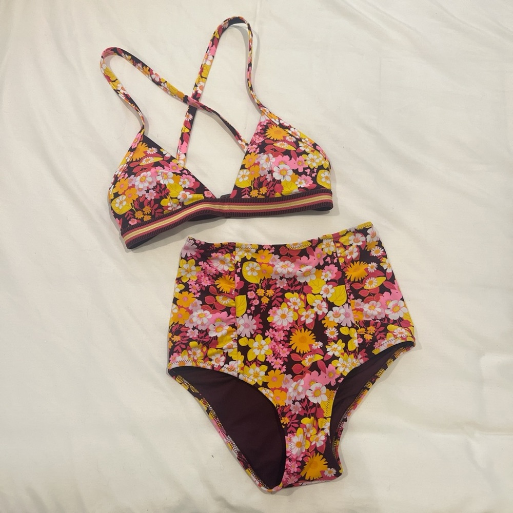 Aerie Floral Bikini - Pink and Yellow
